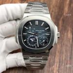 PPF Super Clone Patek Philippe Geneve Nautilus Moon phase Stianless Steel Gradient Blue Watch 40mm